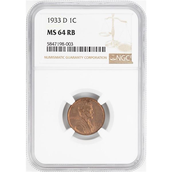 1933-D Lincoln Wheat Cent Coin NGC MS64RB