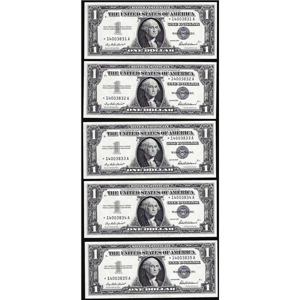 Lot of (5) Consecutive Uncirculated 1957 $1 Silver Certificate Star Notes