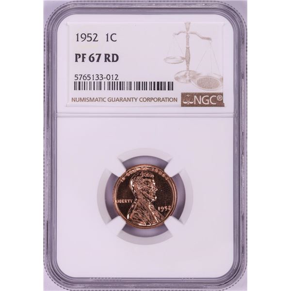 1952 Proof Lincoln Wheat Cent Coin NGC PF67RD