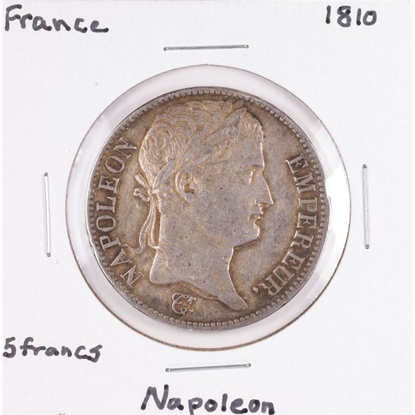 1810 France 5 Francs Napoleon Silver Coin