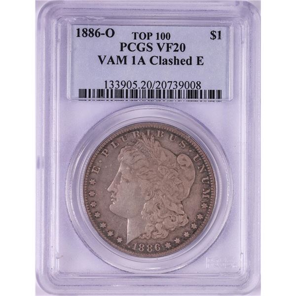 1886-O VAM-1A Clashed E $1 Morgan Silver Dollar Coin PCGS VF20 Top 100