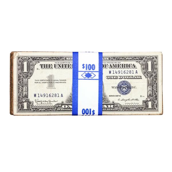 Lot of (100) 1957B $1 Silver Certificate Notes