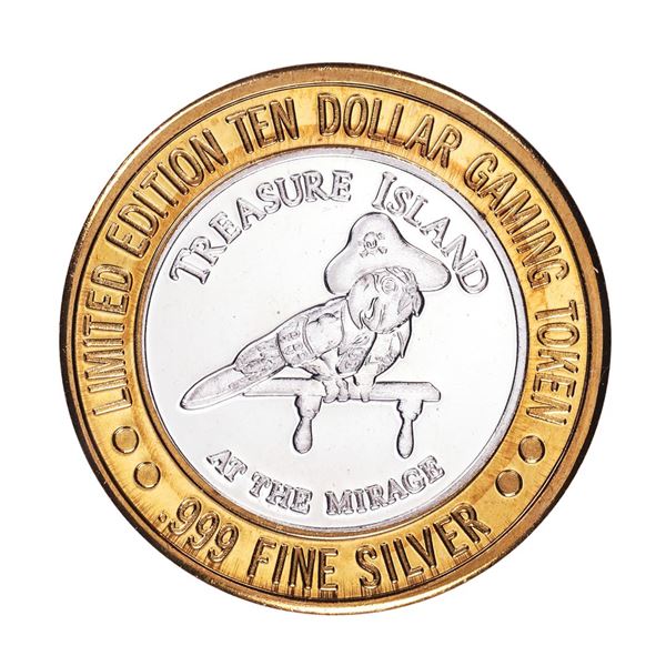 .999 Silver Treasure Island Las Vegas, Nevada $10 Casino Limited Edition Gaming Token