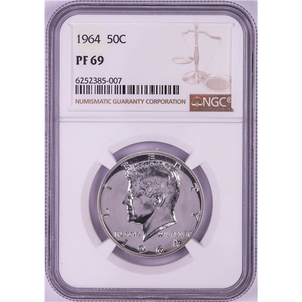 1964 Proof Kennedy Half Dollar Coin NGC PF69