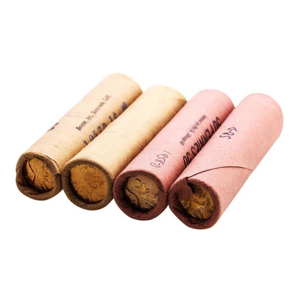 Lot of (2) 1957-D & (2) 1958-D Lincoln Wheat Cent Rolls