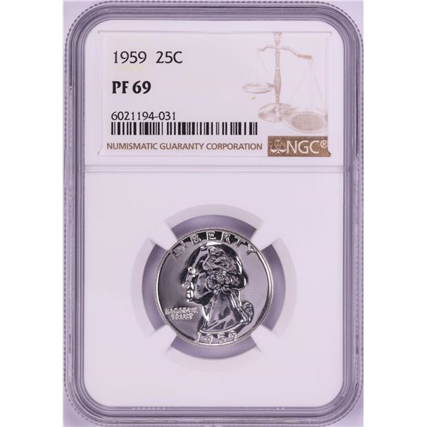 1959 Proof Washington Quarter Coin NGC PF69