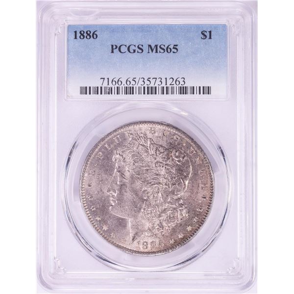 1886 $1 Morgan Silver Dollar Coin PCGS MS65
