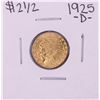 Image 1 : 1925-D $2 1/2 Indian Head Quarter Eagle Gold Coin