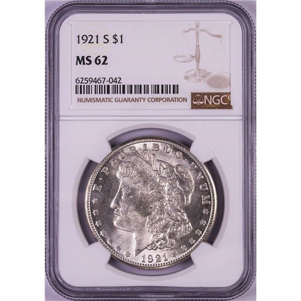 1921-S $1 Morgan Silver Dollar Coin NGC MS62