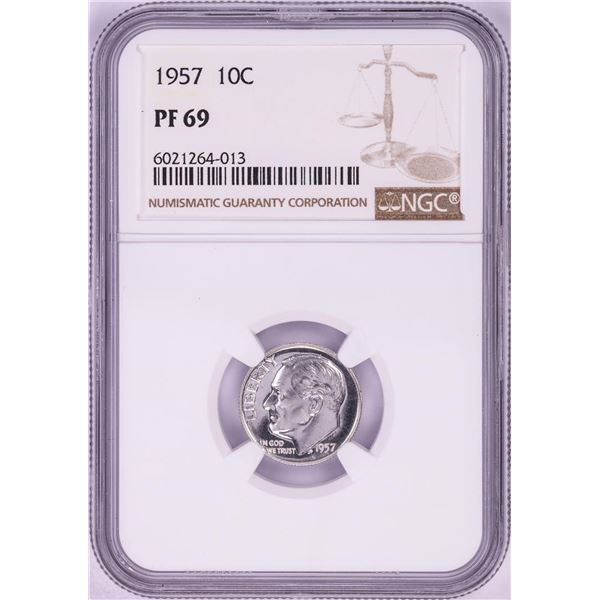 1957 Proof Roosevelt Dime Coin NGC PF69