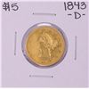 Image 1 : 1843-D Small D $5 Liberty Head Half Eagle Gold Coin