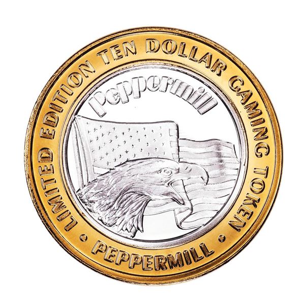.999 Silver Peppermill Hotel Casino Reno, NV $10 Casino Limited Edition Gaming Token