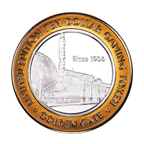 .999 Silver Golden Gate Las Vegas, NV $10 Casino Limited Edition Gaming Token
