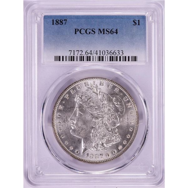 1887 $1 Morgan Silver Dollar Coin PCGS MS64