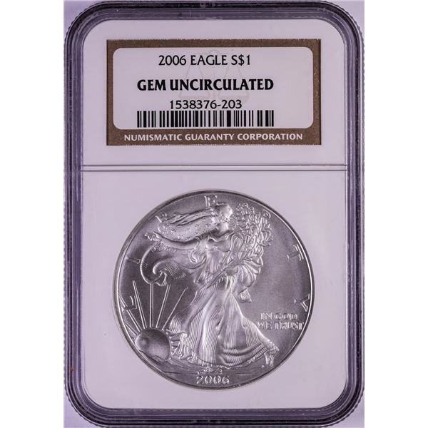 2006 $1 American Silver Eagle Coin NGC Gem Uncirculated