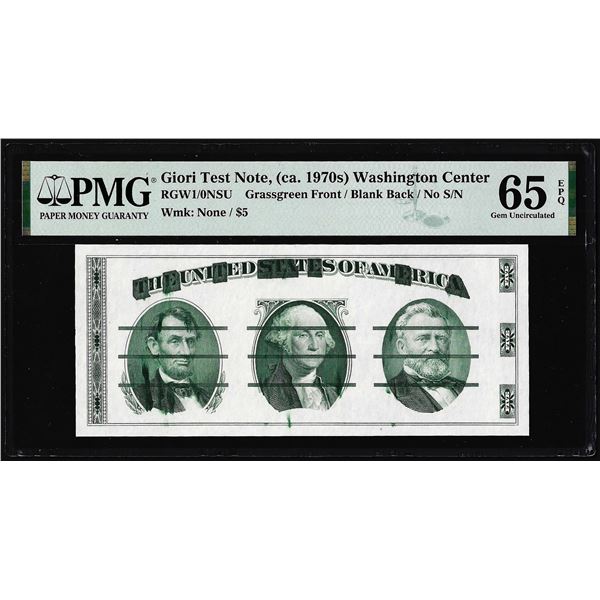 Circa 1970's Washington Center Giori Test Note PMG Gem Uncirculated 65EPQ