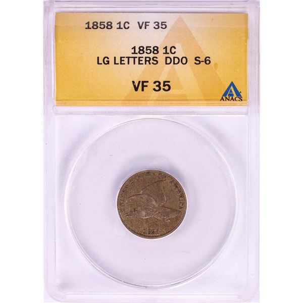 1858 Large Letters Doubled Die Obverse Flying Eagle Cent Coin ANACS VF35 S-6