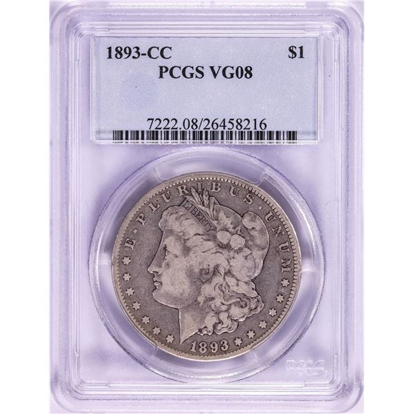 1893-CC $1 Morgan Silver Dollar Coin PCGS VG08