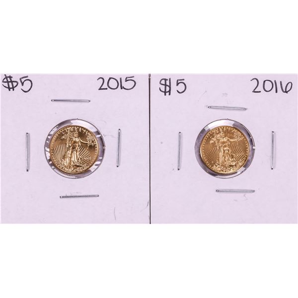 Lot of 2015-2016 $5 American Gold Eagle Coins