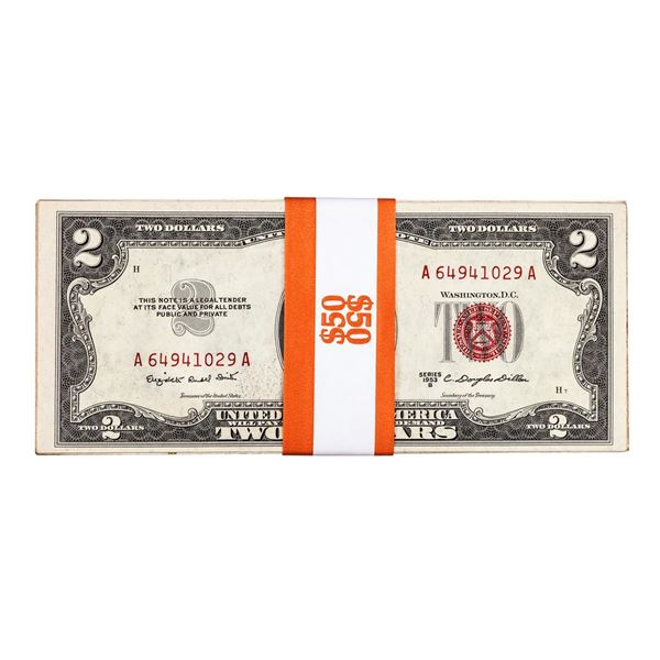 Lot of (25) 1953 $2 Legal Tender Notes