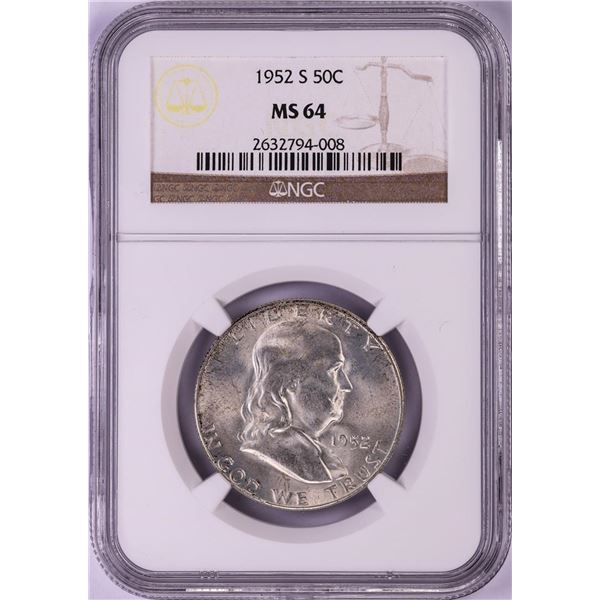 1952-S Franklin Half Dollar Coin NGC MS64