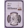 Image 1 : 1881 $1 Morgan Silver Dollar Coin NGC MS64