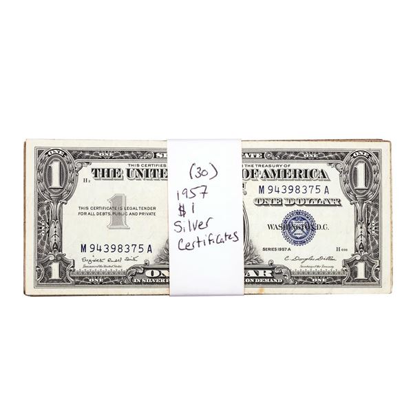 Lot of (30) 1957 $1 Silver Certificate Notes