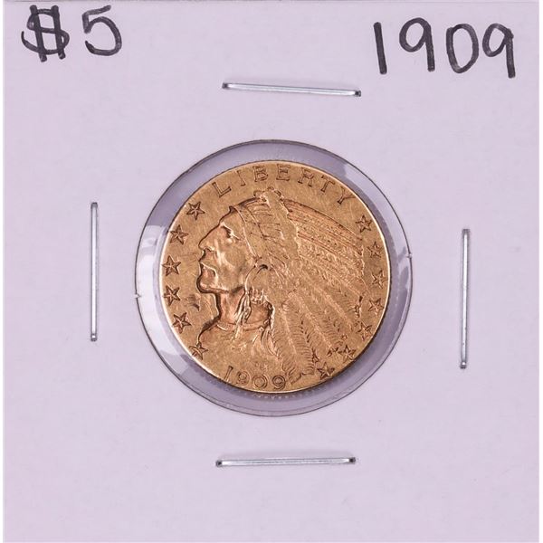 1909 $5 Indian Head Half Eagle Gold Coin