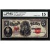 Image 1 : 1907 $5 Woodchopper Legal Tender Note Fr.91 PMG Choice Fine 15 PCBLIC Error