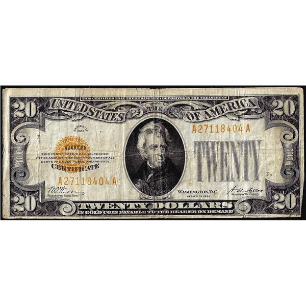 1928 $20 Gold Certificate Note