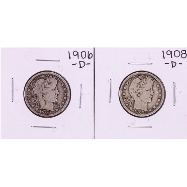 Lot of 1906-D & 1908-D Barber Quarter Coins
