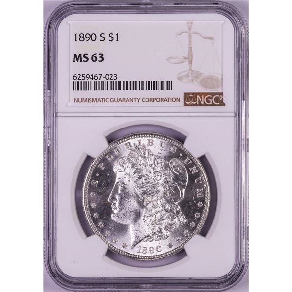 1890-S $1 Morgan Silver Dollar Coin NGC MS63