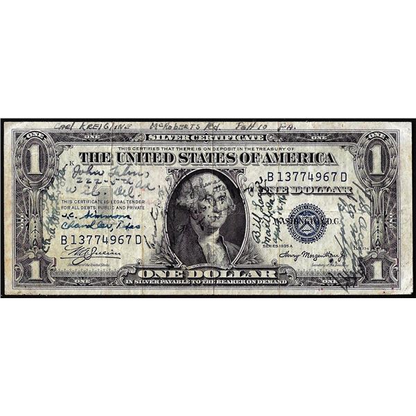 Short Snorter 1935A $1 Silver Certificate Note