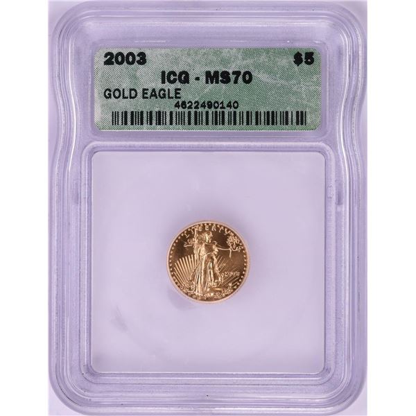 2003 $5 American Gold Eagle Coin ICG MS70
