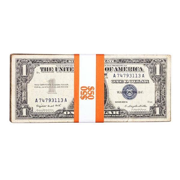 Lot of (50) 1957A $1 Silver Certificate Notes