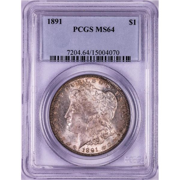 1891 $1 Morgan Silver Dollar Coin PCGS MS64