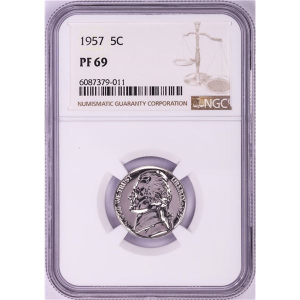 1957 Proof Jefferson Nickel Coin NGC PF69