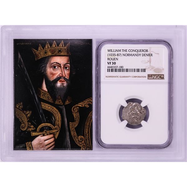 1035-87 William The Conqueror Normandy Rouen Denier Coin NGC VF30 w/ Story Box