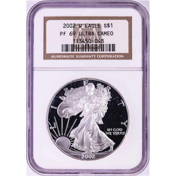 2002-W $1 Proof American Silver Eagle Coin NGC PF69 Ultra Cameo