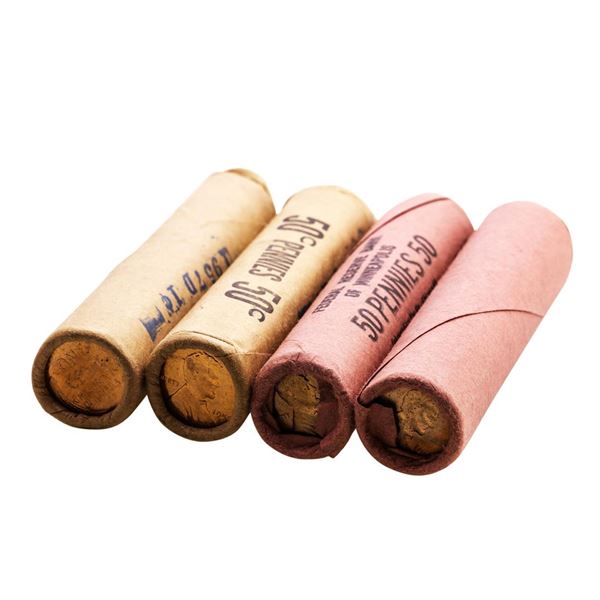 Lot of (2) 1957-D & (2) 1958-D Lincoln Wheat Cent Rolls