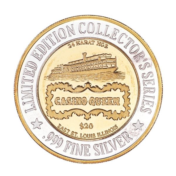 .999 Silver Casino Queen East St. Louis, IL $10 Limited Edition Gaming Token