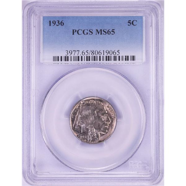 1936 Buffalo Nickel Coin PCGS MS65