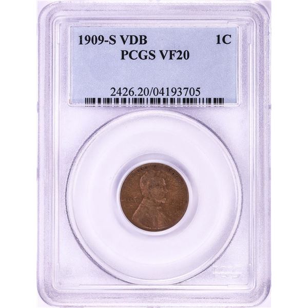 1909-S VDB Lincoln Wheat Penny Coin PCGS VF20