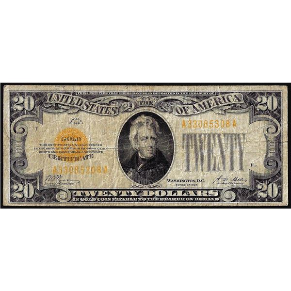 1928 $20 Gold Certificate Note