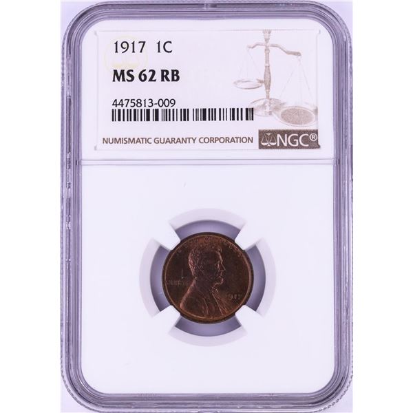 1917 Lincoln Wheat Cent Coin NGC MS62RB