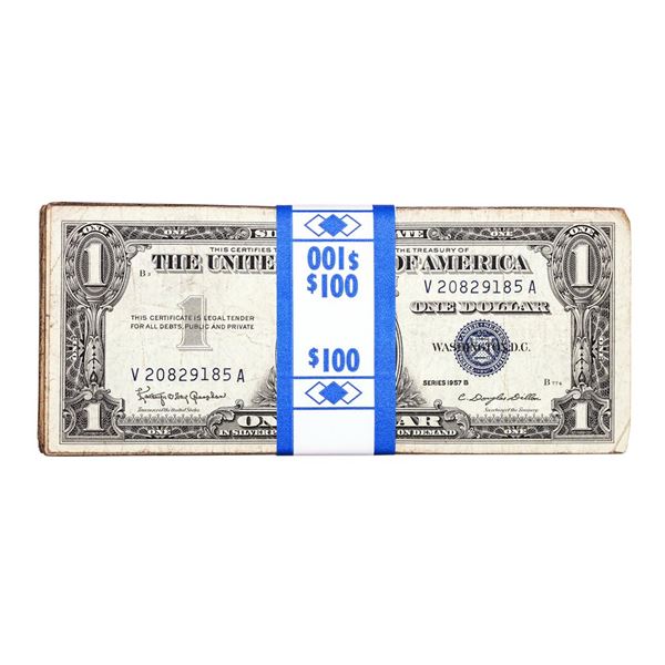 Lot of (100) 1957B $1 Silver Certificate Notes