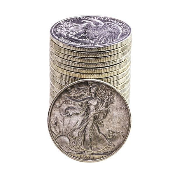 Roll of (20) 1934-1941 Walking Liberty Half Dollar Coins