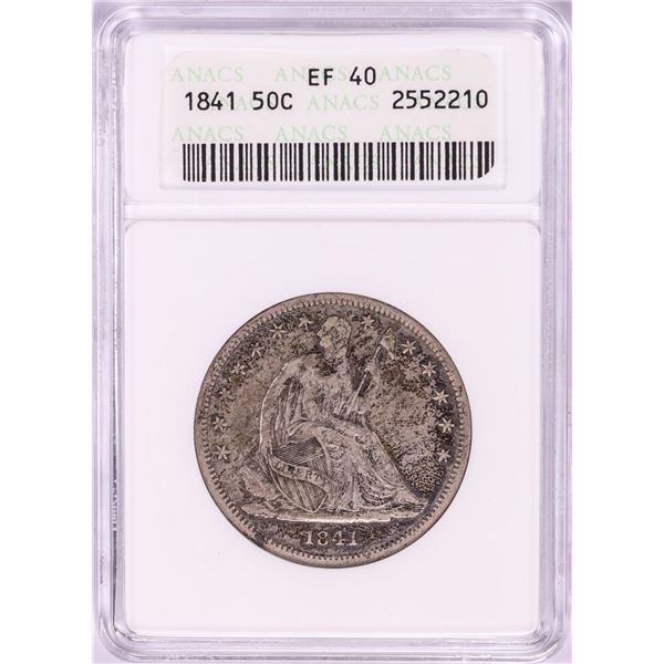 1841 Seated Liberty Half Dollar Coin ANACS EF40