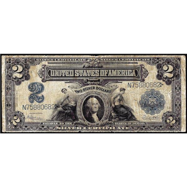 1899 $2 Mini-Porthole Silver Certificate Note