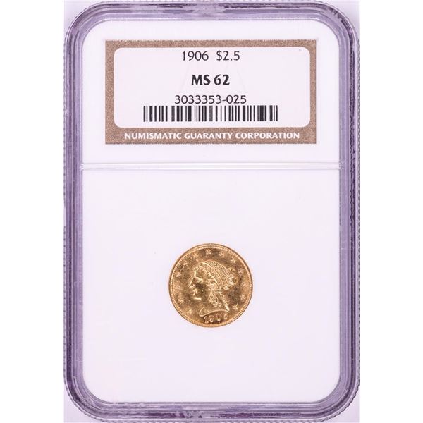 1906 $2 1/2 Liberty Head Quarter Eagle Gold Coin NGC MS62